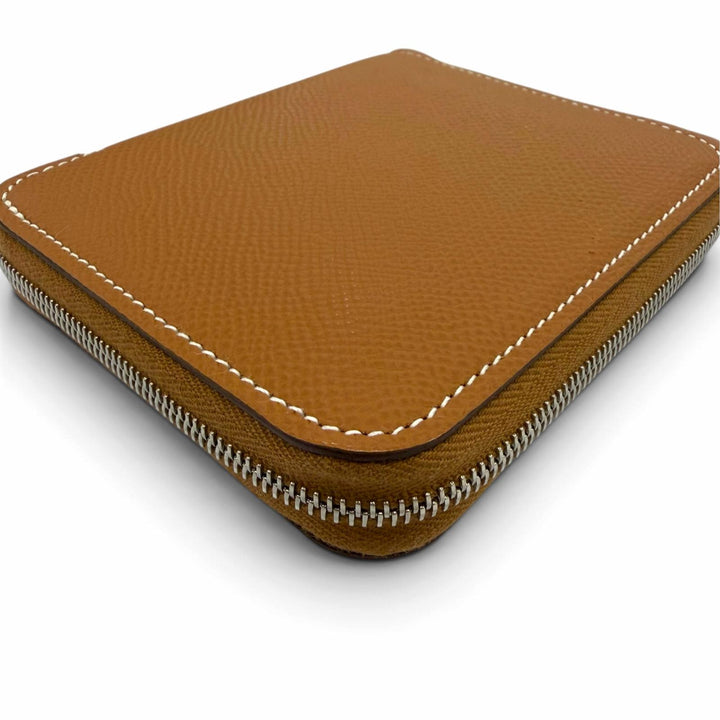 極美品☆HERMES エルメス アザップ コンパクト シルクイン ヴォーエプソン ゴールド シルバー金具 コインケース U刻印 フランス製 箱付き