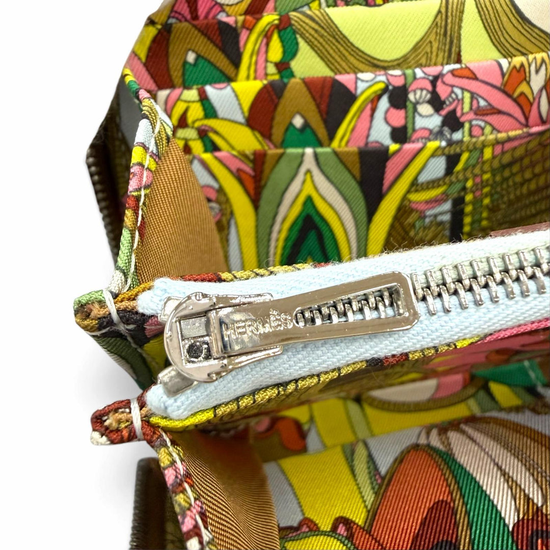 極美品☆HERMES エルメス アザップ コンパクト シルクイン ヴォーエプソン ゴールド シルバー金具 コインケース U刻印 フランス製 箱付き
