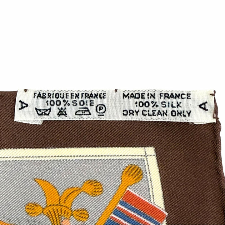 極美品△HERMES エルメス Les Ameriques COLOMBVS アメリカ大陸 コロンブス カレ90 シルク100％ スカーフ ブラウン系 マルチカラー 箱付