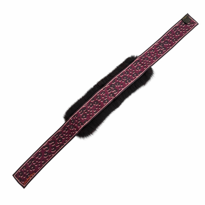 美品△LOUIS VUITTON ルイヴィトン M75042 バンドー・フリュールティペット マフラー フォックスファー シルク ロゴ レオパード ショール