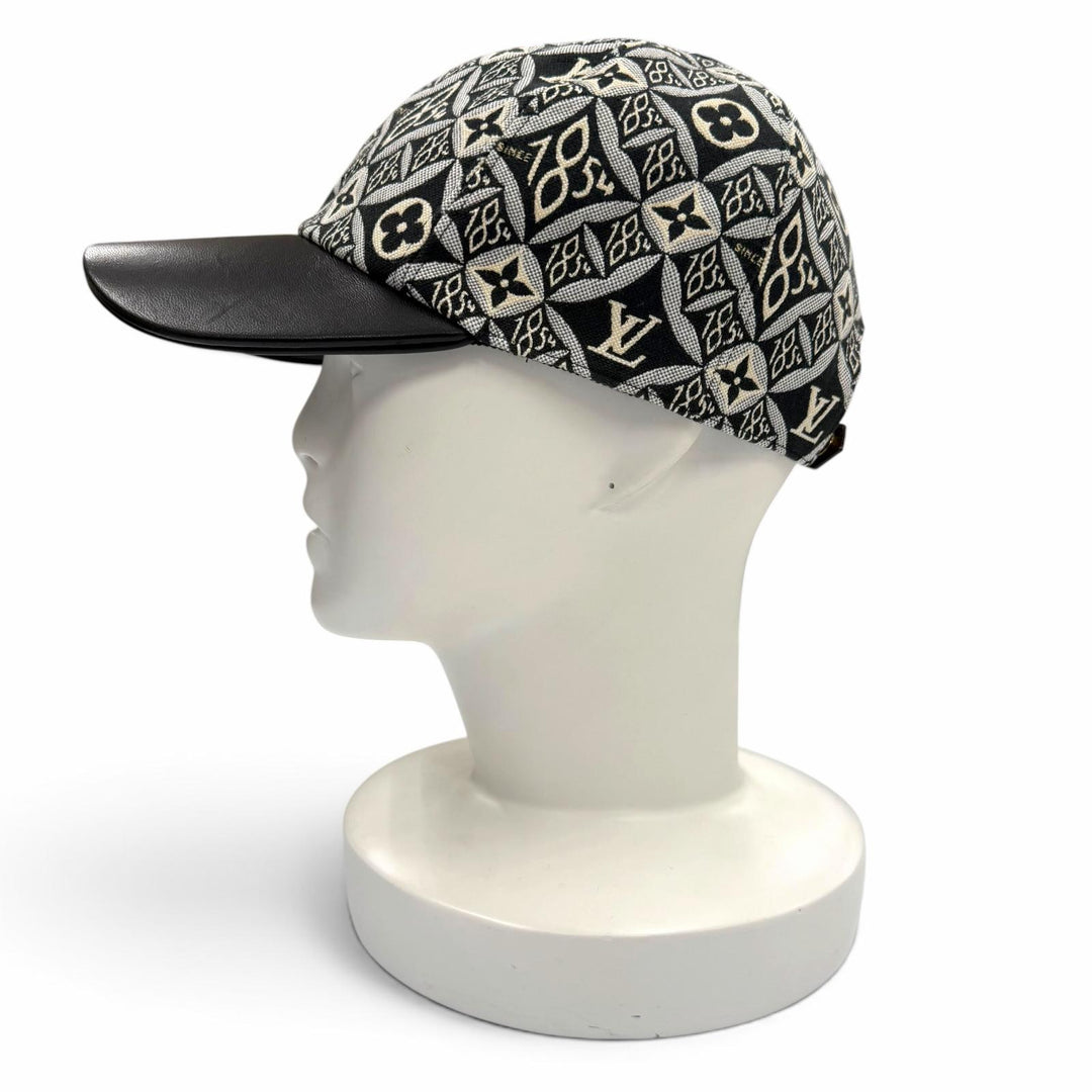 美品▼LOUIS VUITTON ルイヴィトン MP2900 モノグラム フラワー 1854 ラムレザー使い 帽子 キャップ ブラック系 M 伊製 正規品 メンズ