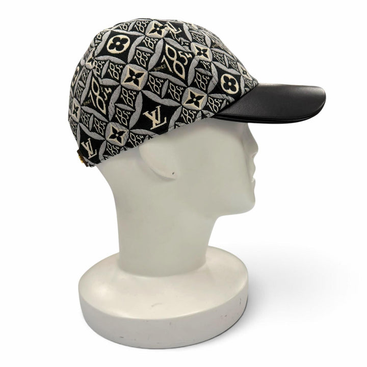 美品▼LOUIS VUITTON ルイヴィトン MP2900 モノグラム フラワー 1854 ラムレザー使い 帽子 キャップ ブラック系 M 伊製 正規品 メンズ