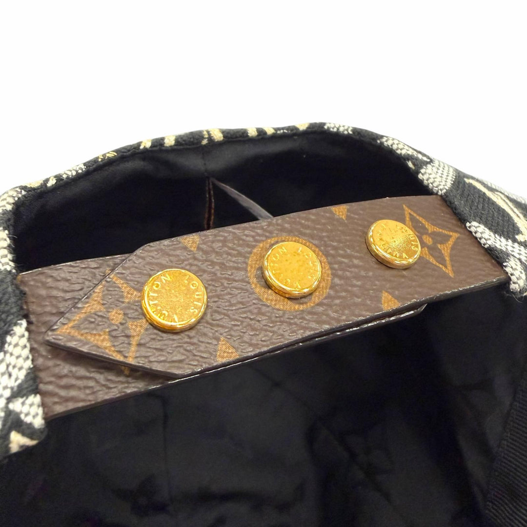 美品▼LOUIS VUITTON ルイヴィトン MP2900 モノグラム フラワー 1854 ラムレザー使い 帽子 キャップ ブラック系 M 伊製 正規品 メンズ