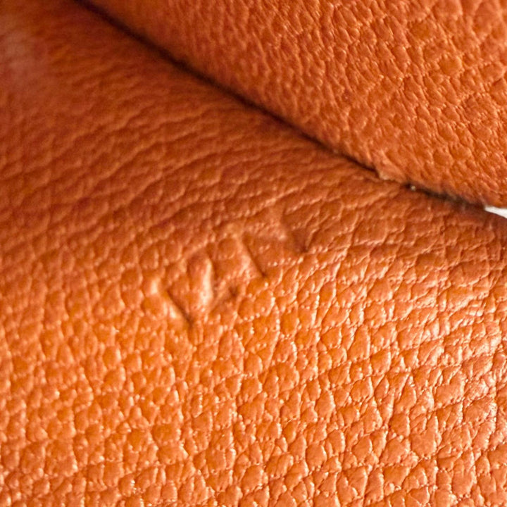 極美品△HERMES エルメス ヴィンテージ トゴ ブリック シルバー金具 マルジェラ期 クロシェット ネックレス ブラウン □D刻印 フランス製