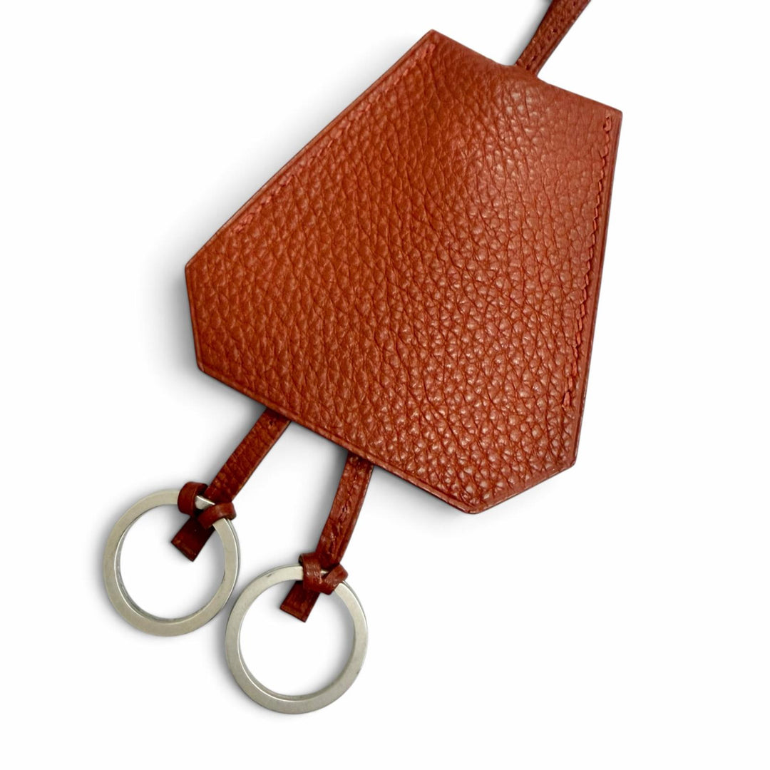 極美品△HERMES エルメス ヴィンテージ トゴ ブリック シルバー金具 マルジェラ期 クロシェット ネックレス ブラウン □D刻印 フランス製