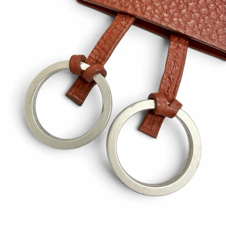 極美品△HERMES エルメス ヴィンテージ トゴ ブリック シルバー金具 マルジェラ期 クロシェット ネックレス ブラウン □D刻印 フランス製