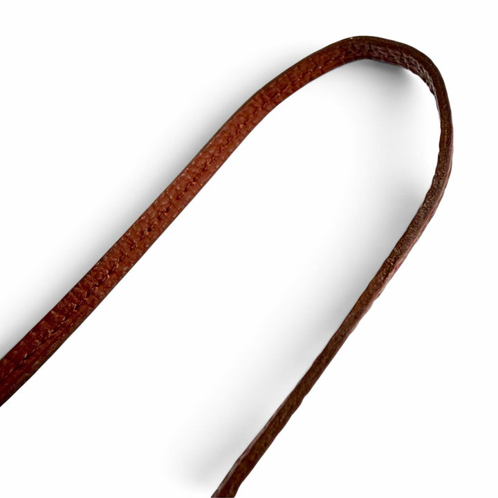 極美品△HERMES エルメス ヴィンテージ トゴ ブリック シルバー金具 マルジェラ期 クロシェット ネックレス ブラウン □D刻印 フランス製