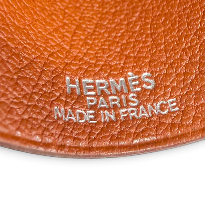 極美品△HERMES エルメス ヴィンテージ トゴ ブリック シルバー金具 マルジェラ期 クロシェット ネックレス ブラウン □D刻印 フランス製