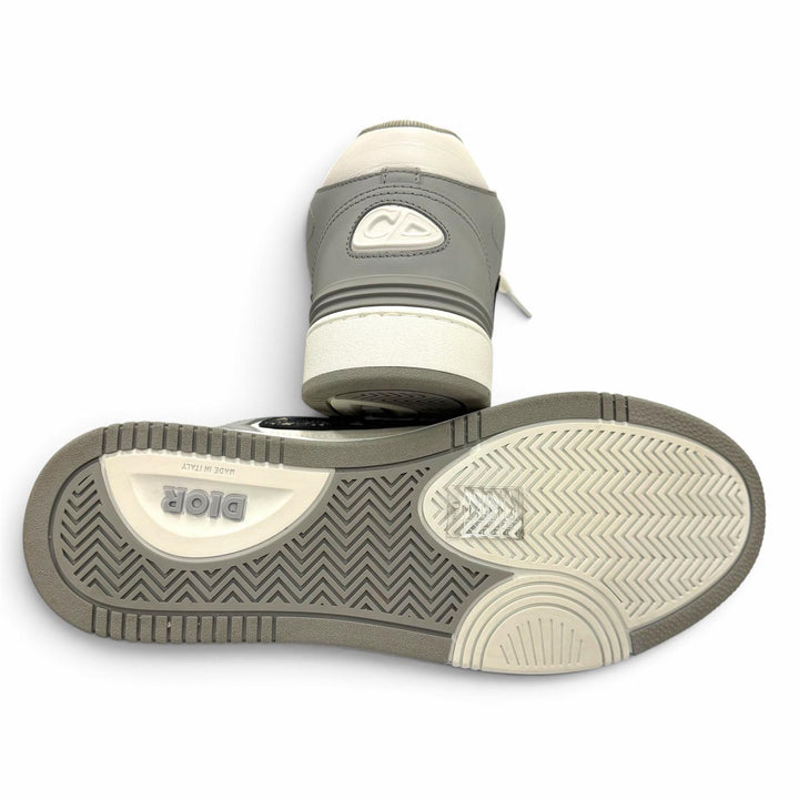 美品▼DIOR ディオール オム 3SH141ZXU86042 B57 レザー オブリーク ハイカットスニーカー グレー ホワイト 42 伊製 メンズ 箱・保存袋付