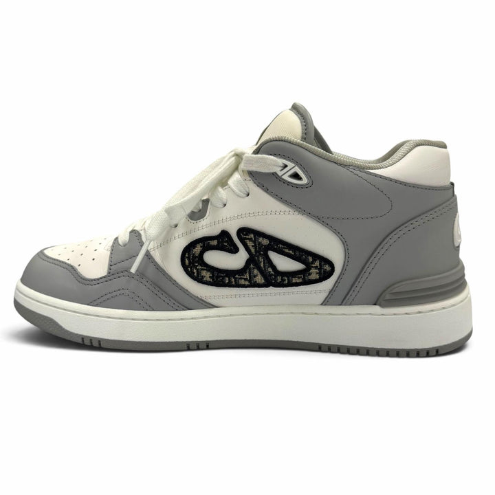 美品▼DIOR ディオール オム 3SH141ZXU86042 B57 レザー オブリーク ハイカットスニーカー グレー ホワイト 42 伊製 メンズ 箱・保存袋付