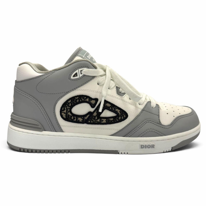 美品▼DIOR ディオール オム 3SH141ZXU86042 B57 レザー オブリーク ハイカットスニーカー グレー ホワイト 42 伊製 メンズ 箱・保存袋付