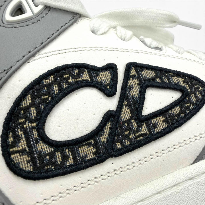 美品▼DIOR ディオール オム 3SH141ZXU86042 B57 レザー オブリーク ハイカットスニーカー グレー ホワイト 42 伊製 メンズ 箱・保存袋付