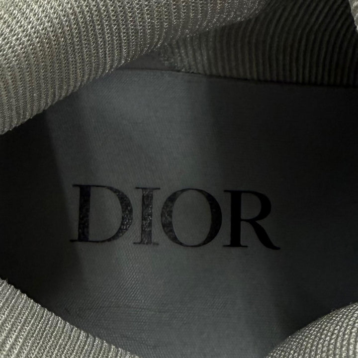 美品▼DIOR ディオール オム 3SH141ZXU86042 B57 レザー オブリーク ハイカットスニーカー グレー ホワイト 42 伊製 メンズ 箱・保存袋付