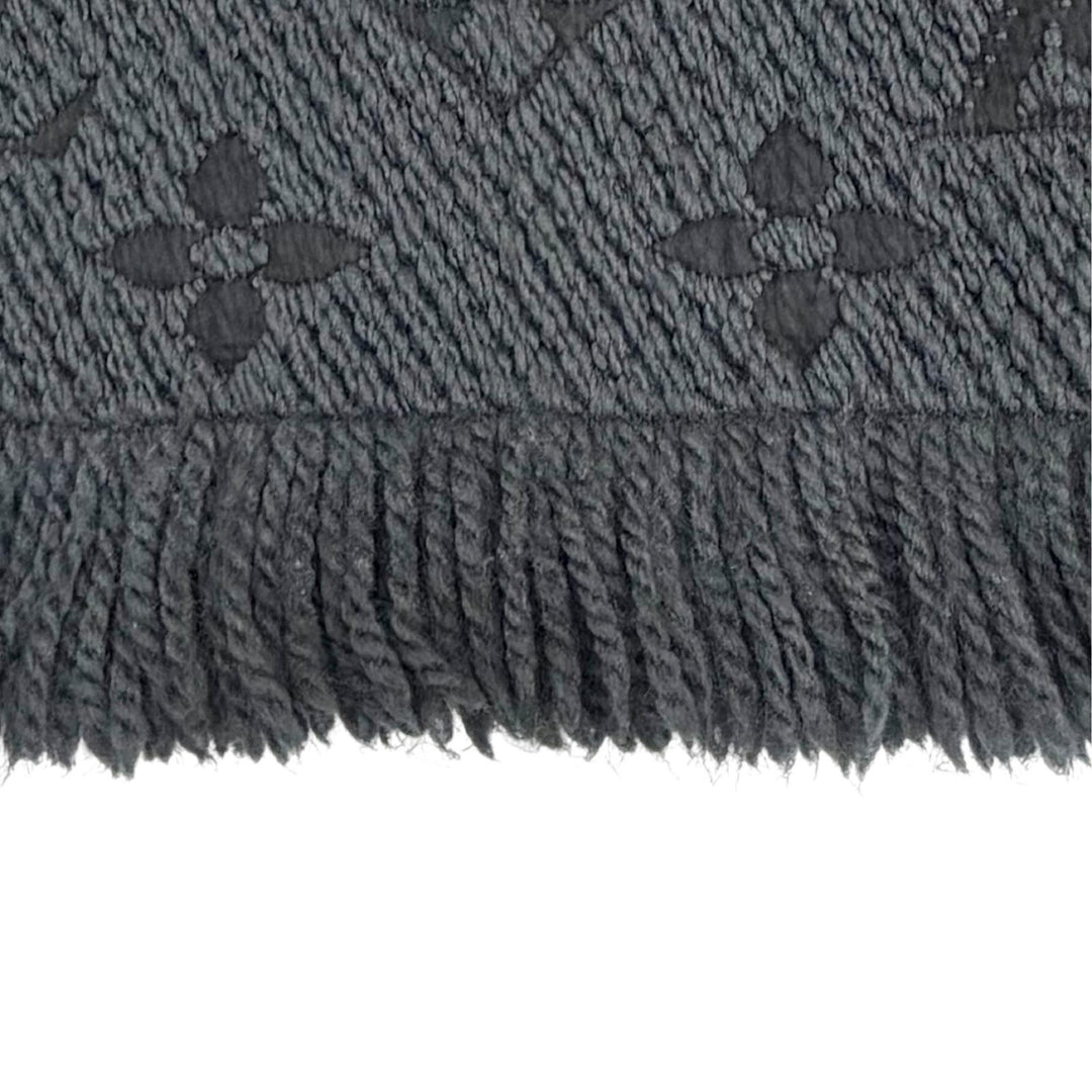 美品△LOUIS VUITTON ルイヴィトン 413287 エシャルプ ロゴマニア ウール シルク モノグラム マフラー ダークグレー系 イタリア製 正規品
