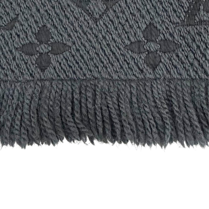 美品△LOUIS VUITTON ルイヴィトン 413287 エシャルプ ロゴマニア ウール シルク モノグラム マフラー ダークグレー系 イタリア製 正規品