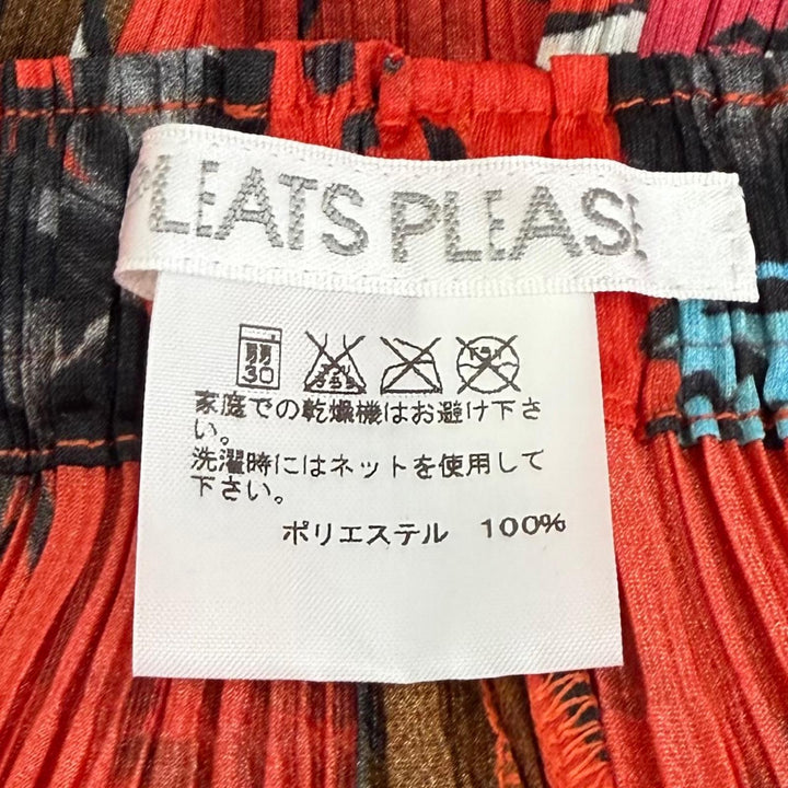 極美品★PLEATS PLEASE プリーツプリーズ イッセイミヤケ PP53-JF682 総柄 プリーツ ワイドパンツ レッド 3 日本製 正規品 レディース