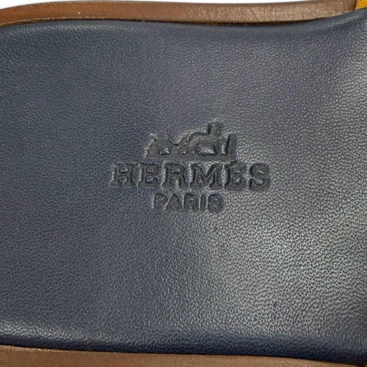 極美品▼HERMES エルメス イズミール スウェードレザー スライドサンダル 靴 ネイビー 41 イタリア製 メンズ 箱・保存袋付き