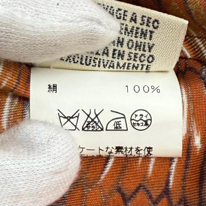 極美品★HERMES エルメス Vendanges ぶどうの収穫 シルク100％ マルジェラ期 スキッパー 長袖シャツ マルチ 42 仏製 正規品 レディース