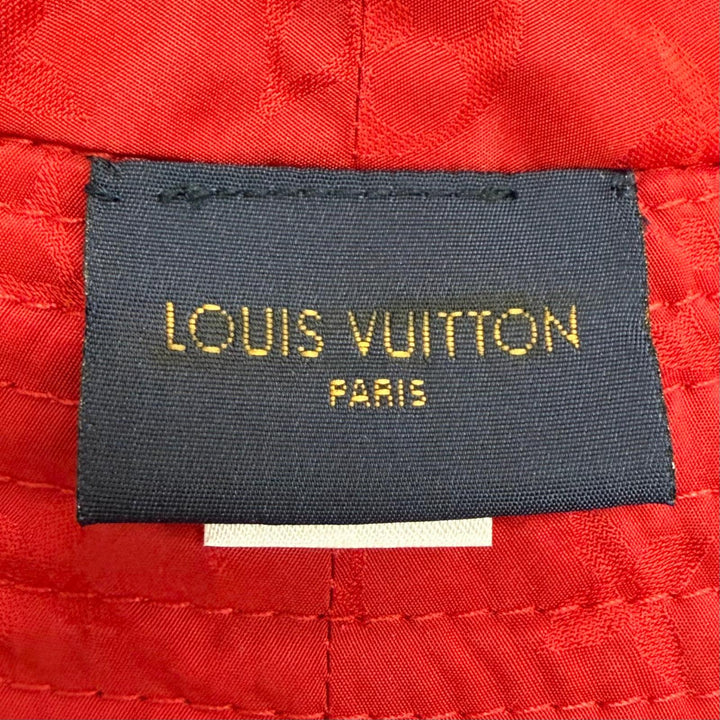 美品△LOUIS VUITTON ルイヴィトン M76537 ボブ キャリーオン クレームルージュ モノグラム バケットハット レッド系 イタリア製 正規品