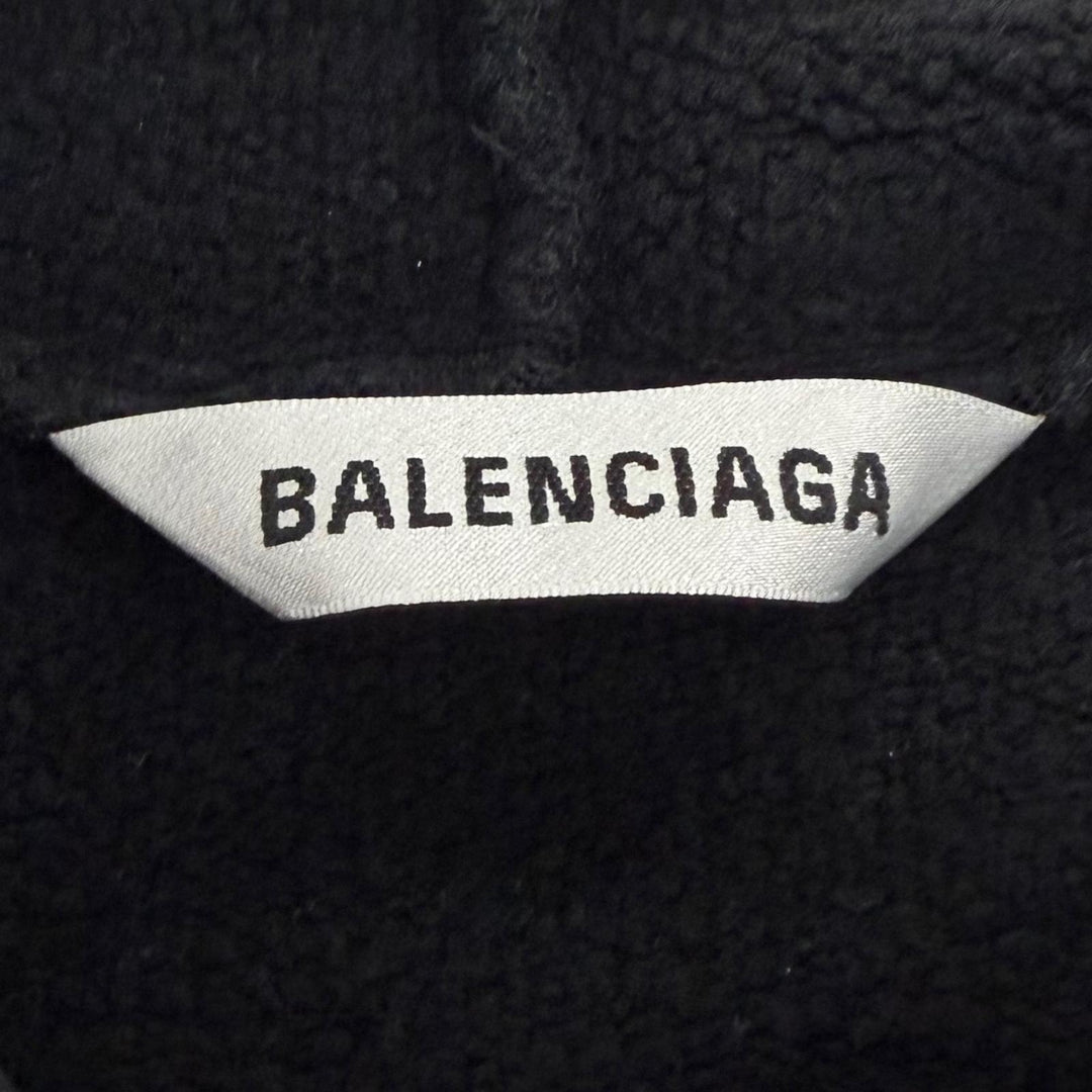 美品▼BALENCIAGA バレンシアガ 641529 SACRE COEUR コットン100% ダメージ加工 フーデッド プルオーバー パーカー ブラック XS 正規品