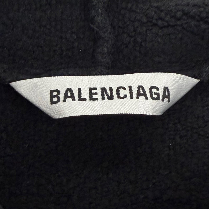 美品▼BALENCIAGA バレンシアガ 641529 SACRE COEUR コットン100% ダメージ加工 フーデッド プルオーバー パーカー ブラック XS 正規品