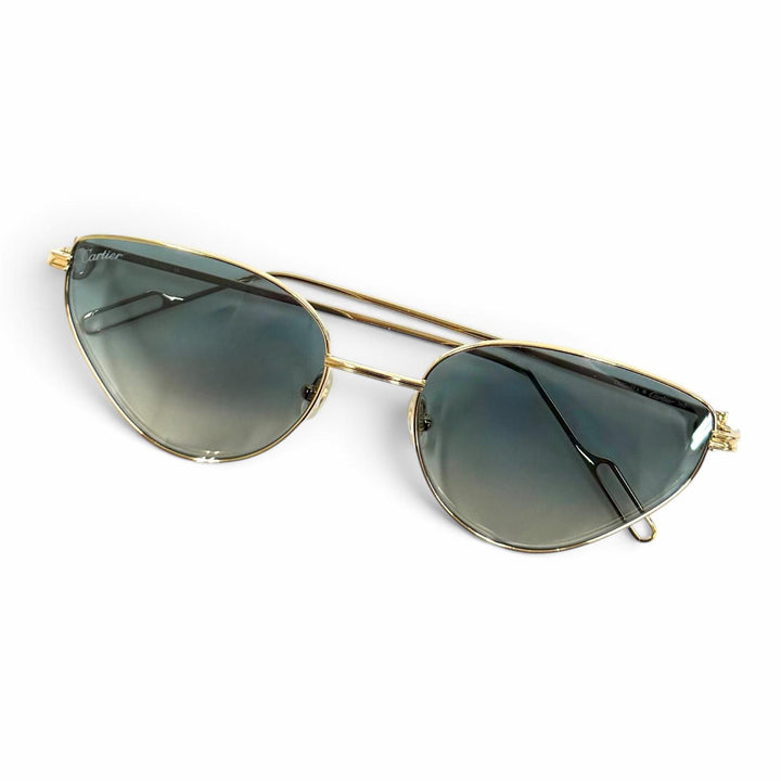 未使用品★Cartier カルティエ CT0155S パンテール ドゥ カルティエ サングラス 2Cデコール キャッツアイ ゴールド 57□19 140 箱付き