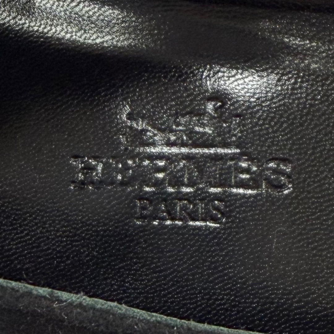 未使用品★HERMES エルメス シルバー金具 スタッズ付 ポインテッドトゥ スウェードレザー パンプス ブラック 36 イタリア製 保存袋付