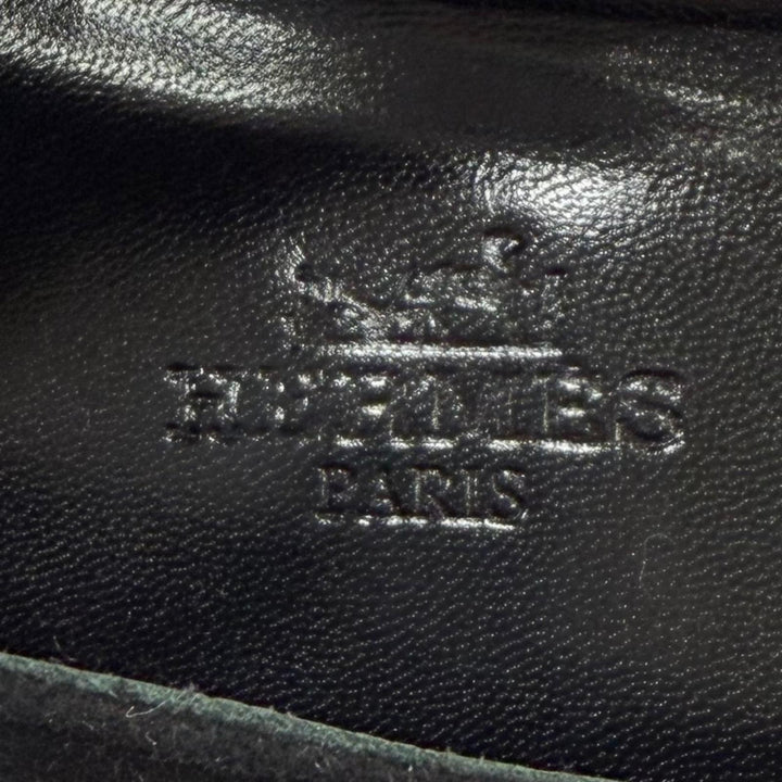 未使用品★HERMES エルメス シルバー金具 スタッズ付 ポインテッドトゥ スウェードレザー パンプス ブラック 36 イタリア製 保存袋付