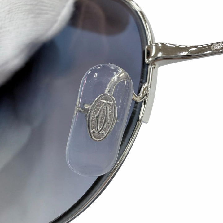 未使用品☆Cartier カルティエ CT0149S パンテール ラウンド ハーフリム サングラス シルバー ブルー グラデーション 60□20 デモレンズ