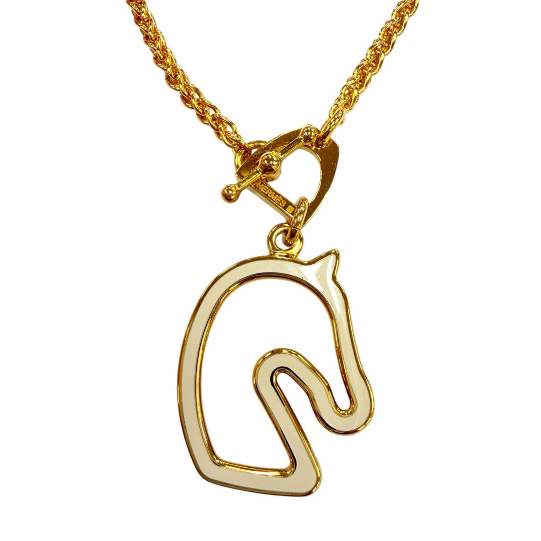 極美品☆HERMES エルメス 2026年製 トネール ネックレス アクセサリー ペンダント ゴールド ホワイト フランス製 レディース 箱・保袋付