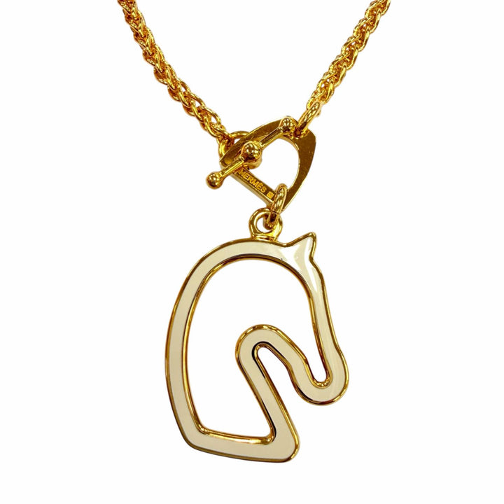 極美品☆HERMES エルメス 2026年製 トネール ネックレス アクセサリー ペンダント ゴールド ホワイト フランス製 レディース 箱・保袋付