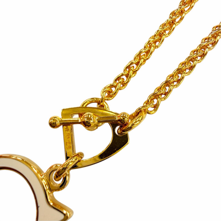 極美品☆HERMES エルメス 2026年製 トネール ネックレス アクセサリー ペンダント ゴールド ホワイト フランス製 レディース 箱・保袋付
