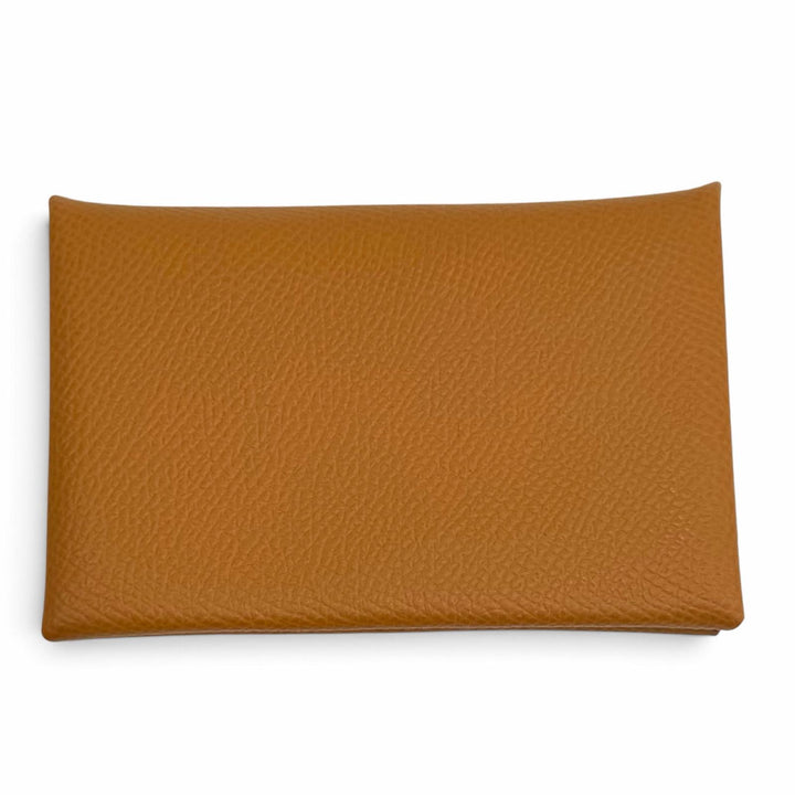 未使用品★HERMES エルメス カルヴィ ゴールド ヴォーエプソン シルバー金具 カードケース 名刺入れ W刻印 フランス製 レディース 箱付き