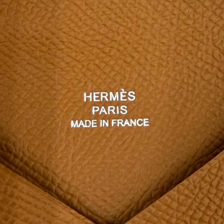 未使用品★HERMES エルメス カルヴィ ゴールド ヴォーエプソン シルバー金具 カードケース 名刺入れ W刻印 フランス製 レディース 箱付き