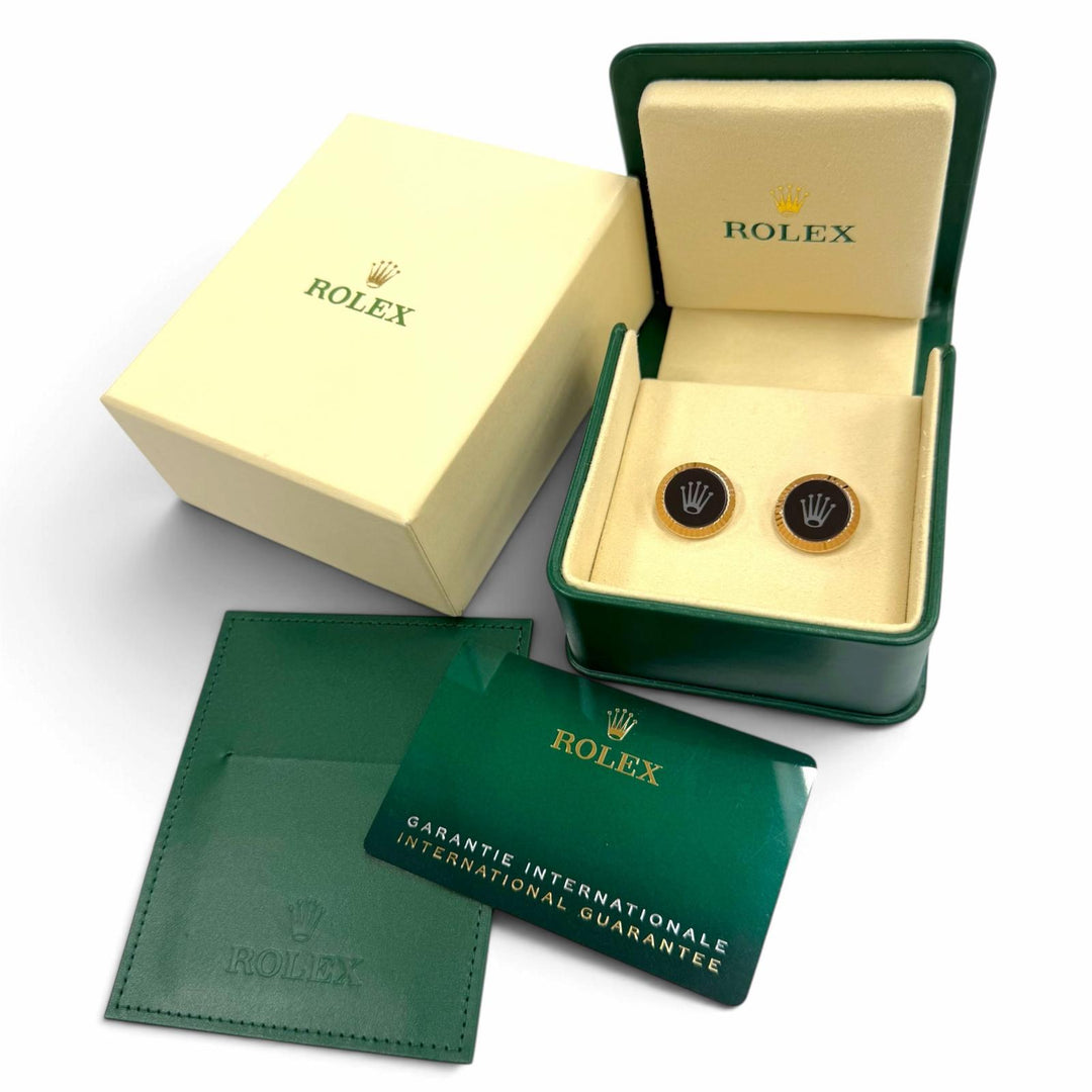 極美品▼ROLEX ロレックス AU750 セラミック フルーテッド カフスボタン カフリンクス ゴールド(PG) 重量22.06g 定価898700円 箱付き