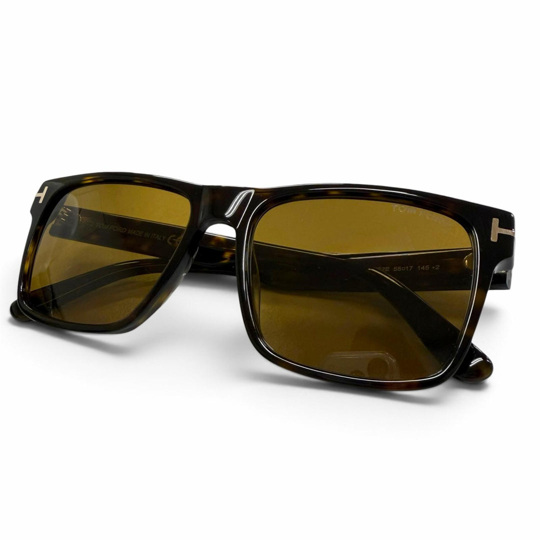 極美品▼TOM FORD トムフォード TF1205 マーブル柄 アイウェア サングラス クリアブラウン ゴールド 55□17 145 デモレンズ イタリア製