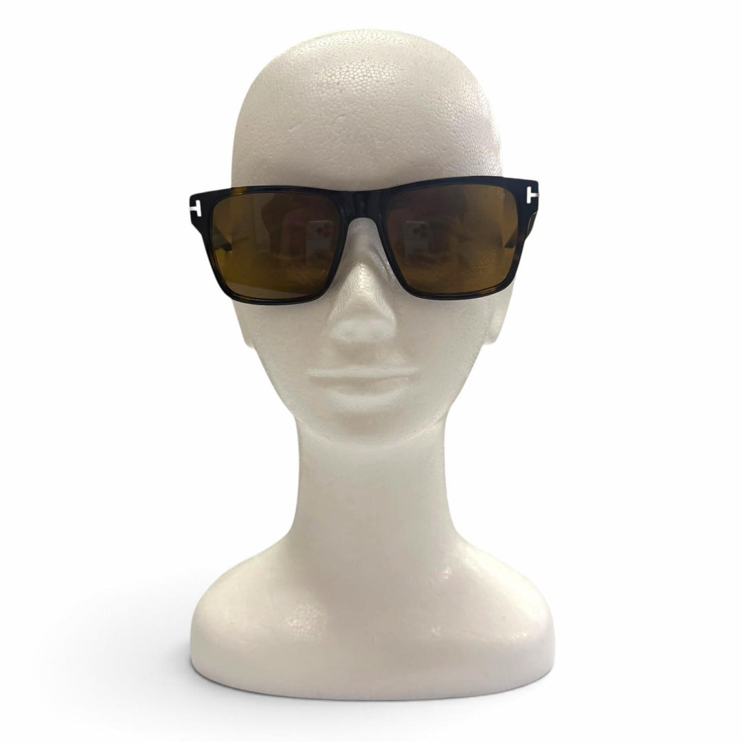 極美品▼TOM FORD トムフォード TF1205 マーブル柄 アイウェア サングラス クリアブラウン ゴールド 55□17 145 デモレンズ イタリア製