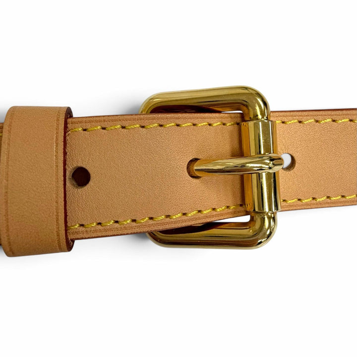 美品△LOUIS VUITTON ルイヴィトン ヌメ革 レザー ショルダーストラップ ナチュラル ゴールド金具 レディース 保存袋付き オススメ◎