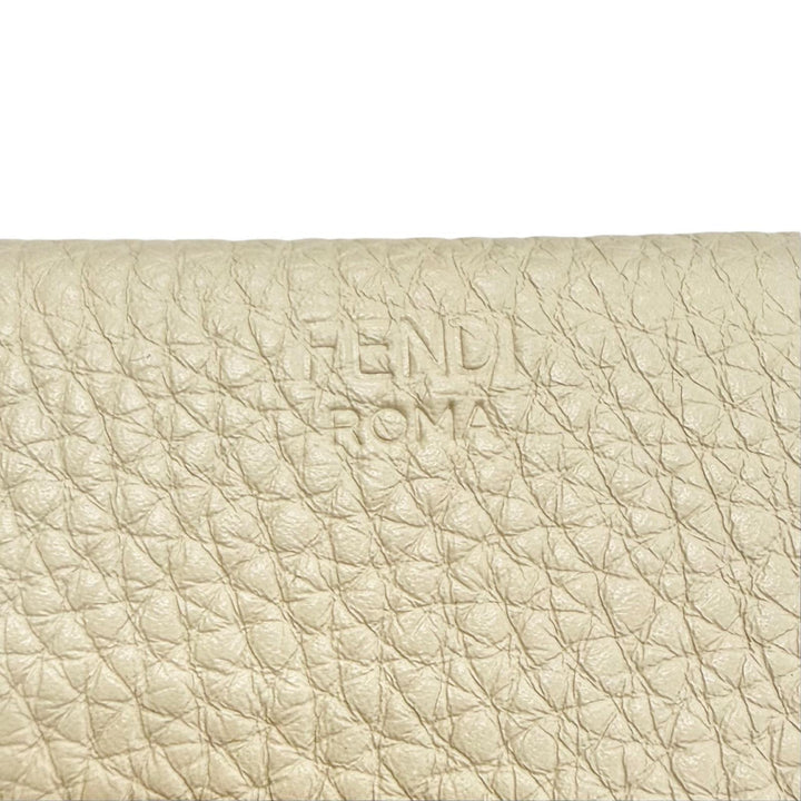未使用品△FENDI フェンディ 8M0426 セレリア レザー コンパクトウォレット 三つ折り財布 アイボリー シルバー金具 レディース 箱 袋付き
