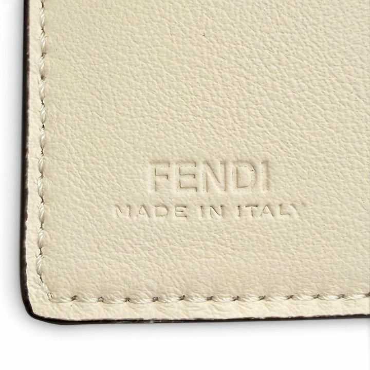 未使用品△FENDI フェンディ 8M0426 セレリア レザー コンパクトウォレット 三つ折り財布 アイボリー シルバー金具 レディース 箱 袋付き