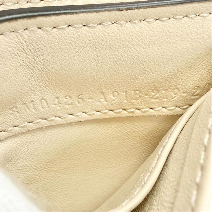 未使用品△FENDI フェンディ 8M0426 セレリア レザー コンパクトウォレット 三つ折り財布 アイボリー シルバー金具 レディース 箱 袋付き