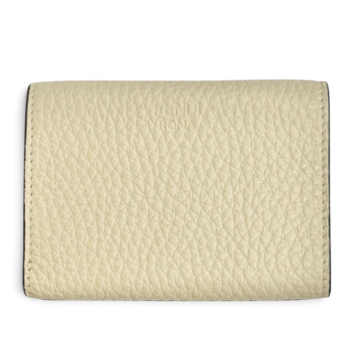 未使用品△FENDI フェンディ 8M0426 セレリア レザー コンパクトウォレット 三つ折り財布 アイボリー シルバー金具 レディース 箱 袋付き