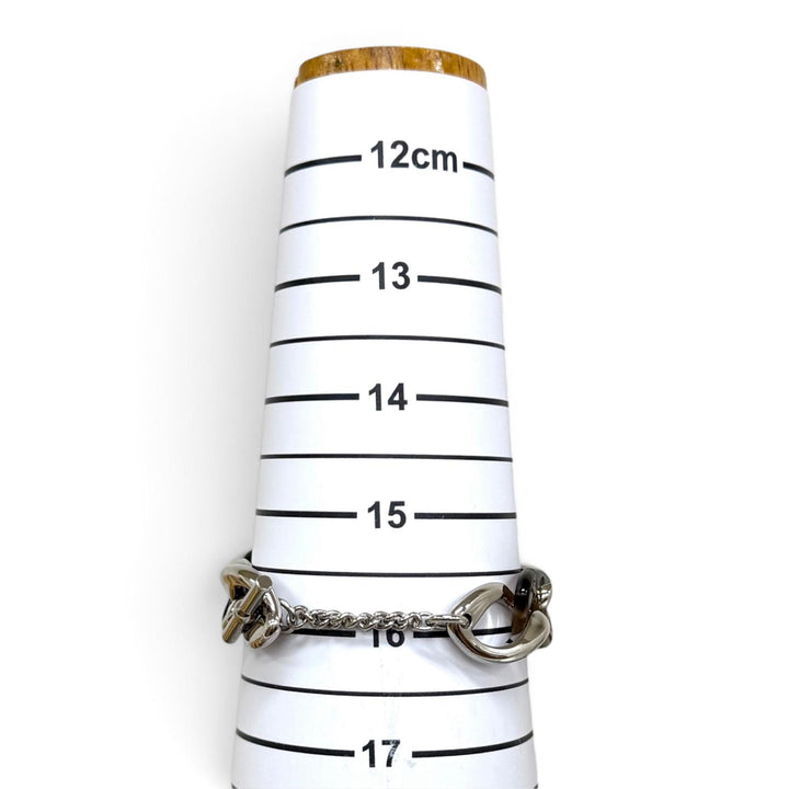 極美品★HERMES エルメス シェーヌドゥH バッファローホーン ブレスレット アクセサリー シルバー ブラウン T2 レディース 箱・保存袋付