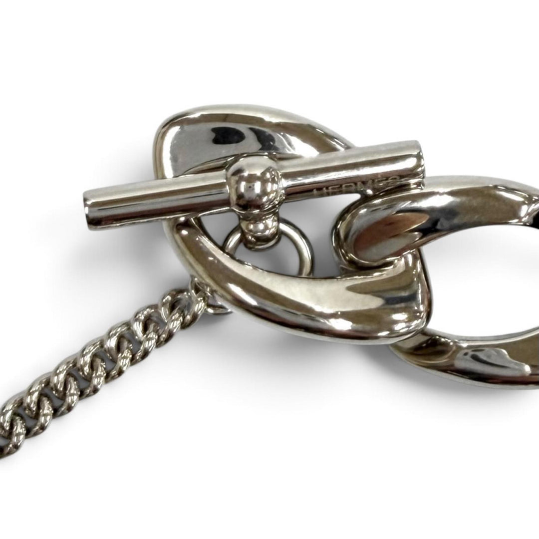 極美品★HERMES エルメス シェーヌドゥH バッファローホーン ブレスレット アクセサリー シルバー ブラウン T2 レディース 箱・保存袋付