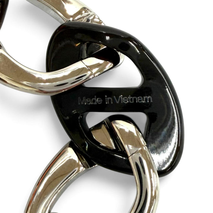 極美品★HERMES エルメス シェーヌドゥH バッファローホーン ブレスレット アクセサリー シルバー ブラウン T2 レディース 箱・保存袋付