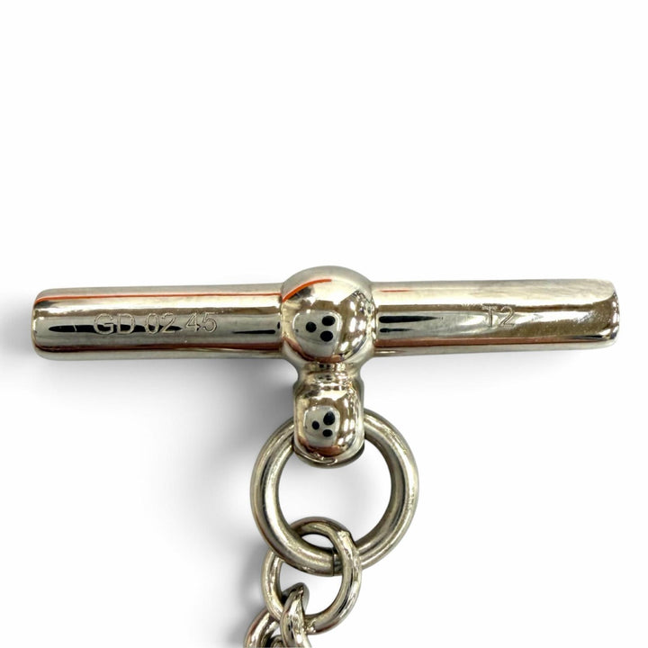 極美品★HERMES エルメス シェーヌドゥH バッファローホーン ブレスレット アクセサリー シルバー ブラウン T2 レディース 箱・保存袋付