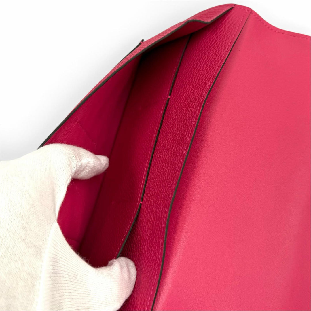 未使用品★HERMES エルメス ドゴンGM フランボワーズ トゴ シルバー金具 セリエ金具 長財布 ロングウォレット U刻印 仏製 レディース