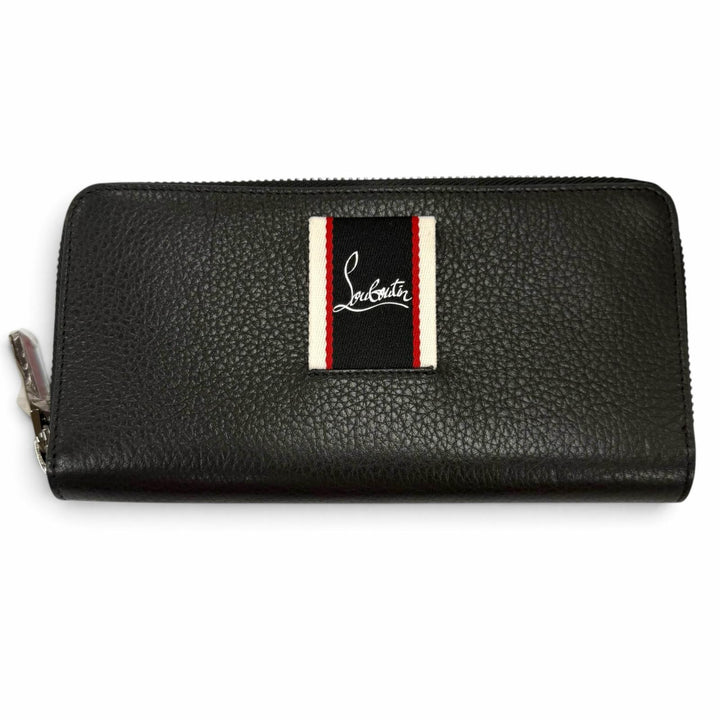 未使用品▼Christian Louboutin クリスチャンルブタン 1245154M039 レザー ラウンドジップ ロングウォレット 長財布 ブラック 保存袋付き