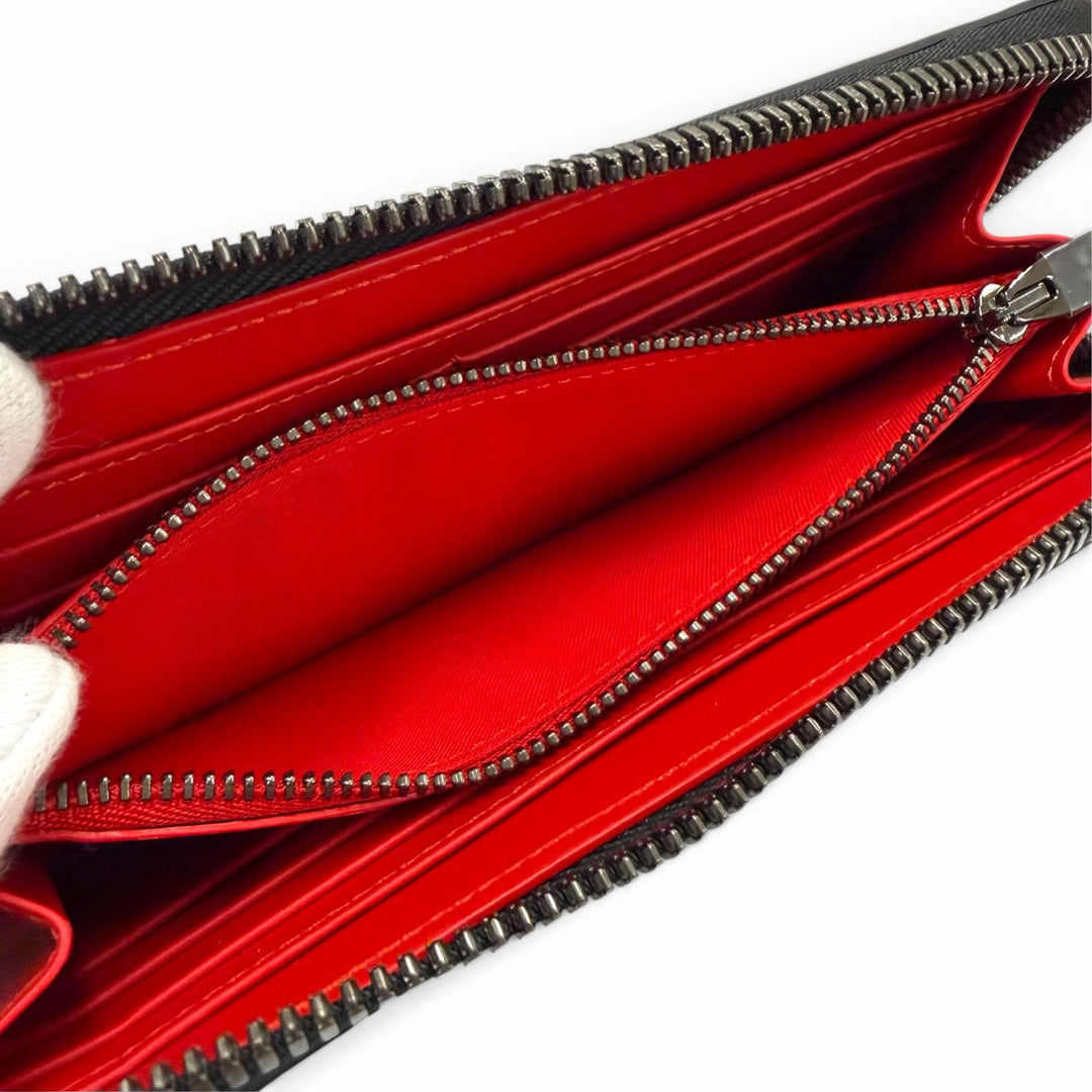 未使用品▼Christian Louboutin クリスチャンルブタン 1245154M039 レザー ラウンドジップ ロングウォレット 長財布 ブラック 保存袋付き