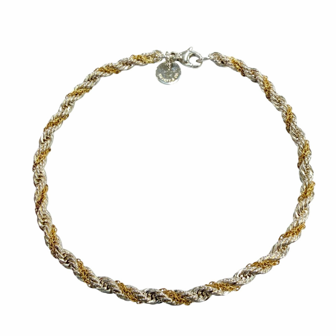 極美品☆TIFFANY&amp;Co. ティファニー ツイストチェーン ブレスレット 925 750 コンビ アクセサリー イエローゴールド シルバー 重量6.2g